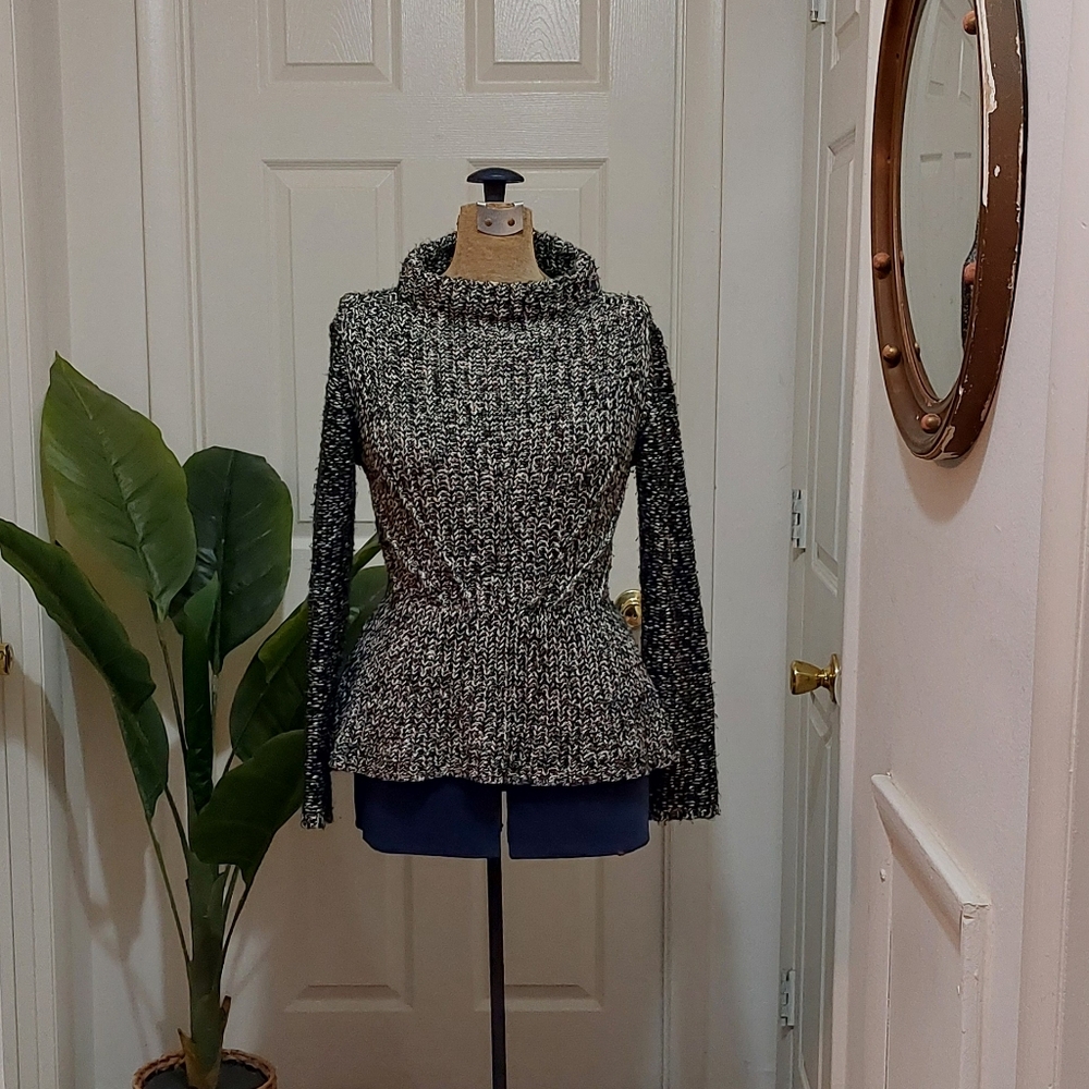 Zara Black and Gray Turtleneck Top